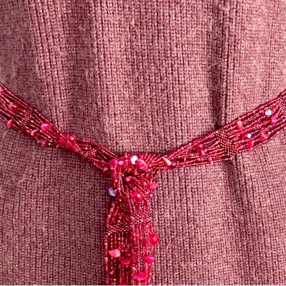 Glass Beaded Belt/Scarf Red 60” - Picture 6 of 6